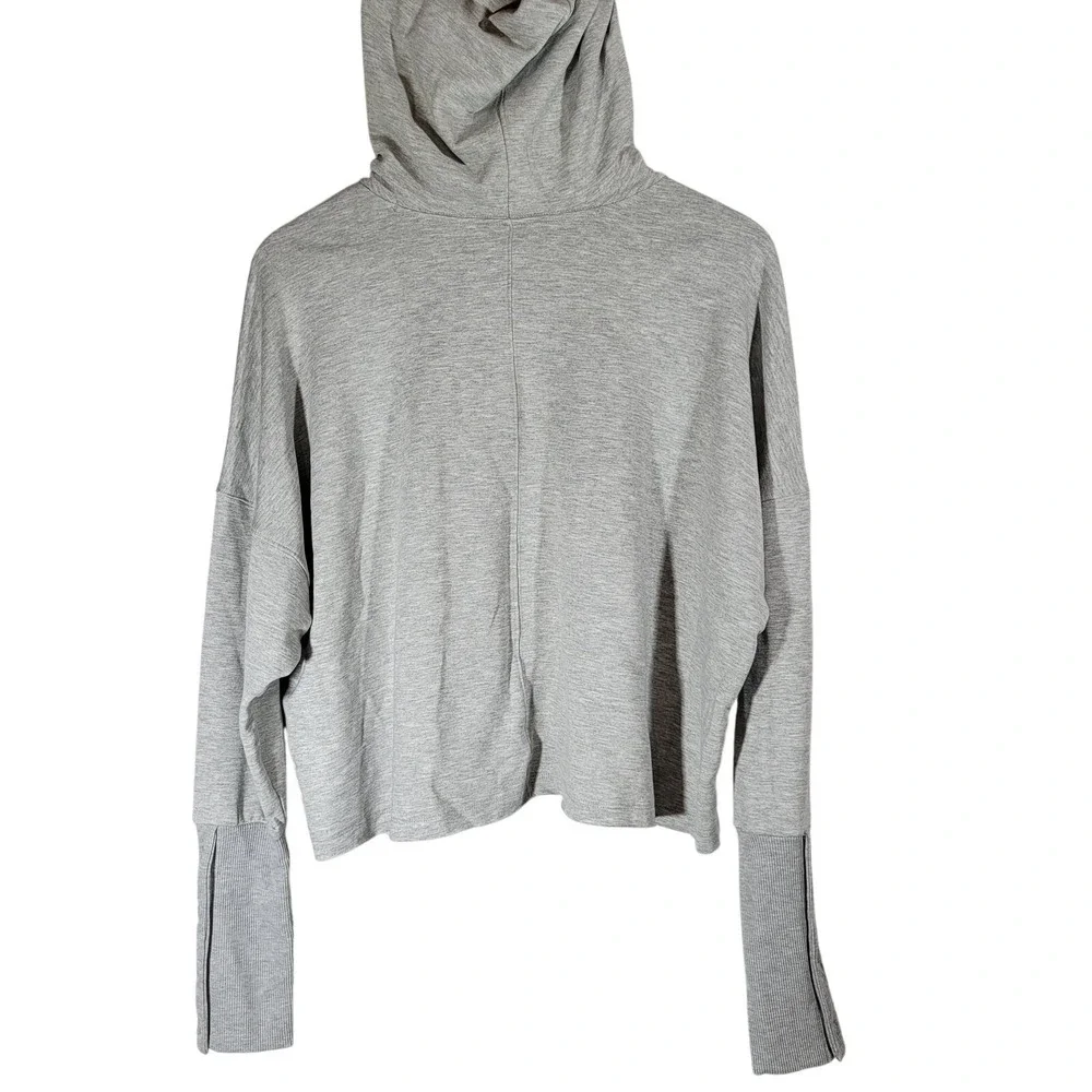 Nike Yoga‎ Women's Dri-Fit Gray Cropped Hoodie Sweatshirt Training XL